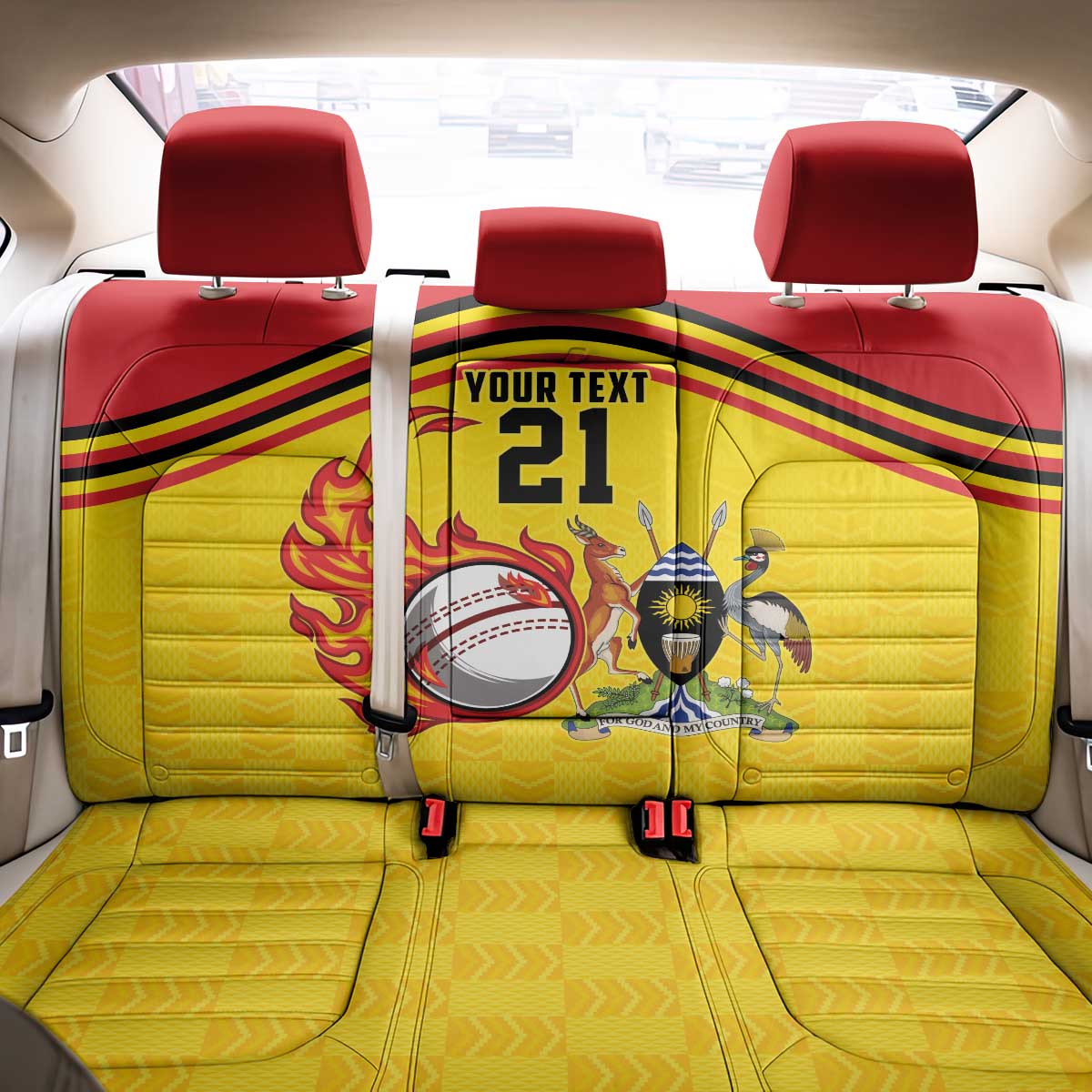 Uganda Cricket Custom Back Car Seat Cover Cranes Cricket Ball Fire - Wonder Print Shop