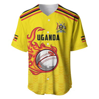 Uganda Cricket Custom Baseball Jersey Cranes Cricket Ball Fire - Wonder Print Shop