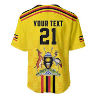 Uganda Cricket Custom Baseball Jersey Cranes Cricket Ball Fire - Wonder Print Shop