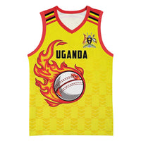 Uganda Cricket Custom Basketball Jersey Cranes Cricket Ball Fire - Wonder Print Shop