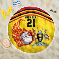 Uganda Cricket Custom Beach Blanket Cranes Cricket Ball Fire - Wonder Print Shop