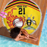 Uganda Cricket Custom Beach Blanket Cranes Cricket Ball Fire - Wonder Print Shop