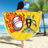 Uganda Cricket Custom Beach Blanket Cranes Cricket Ball Fire - Wonder Print Shop