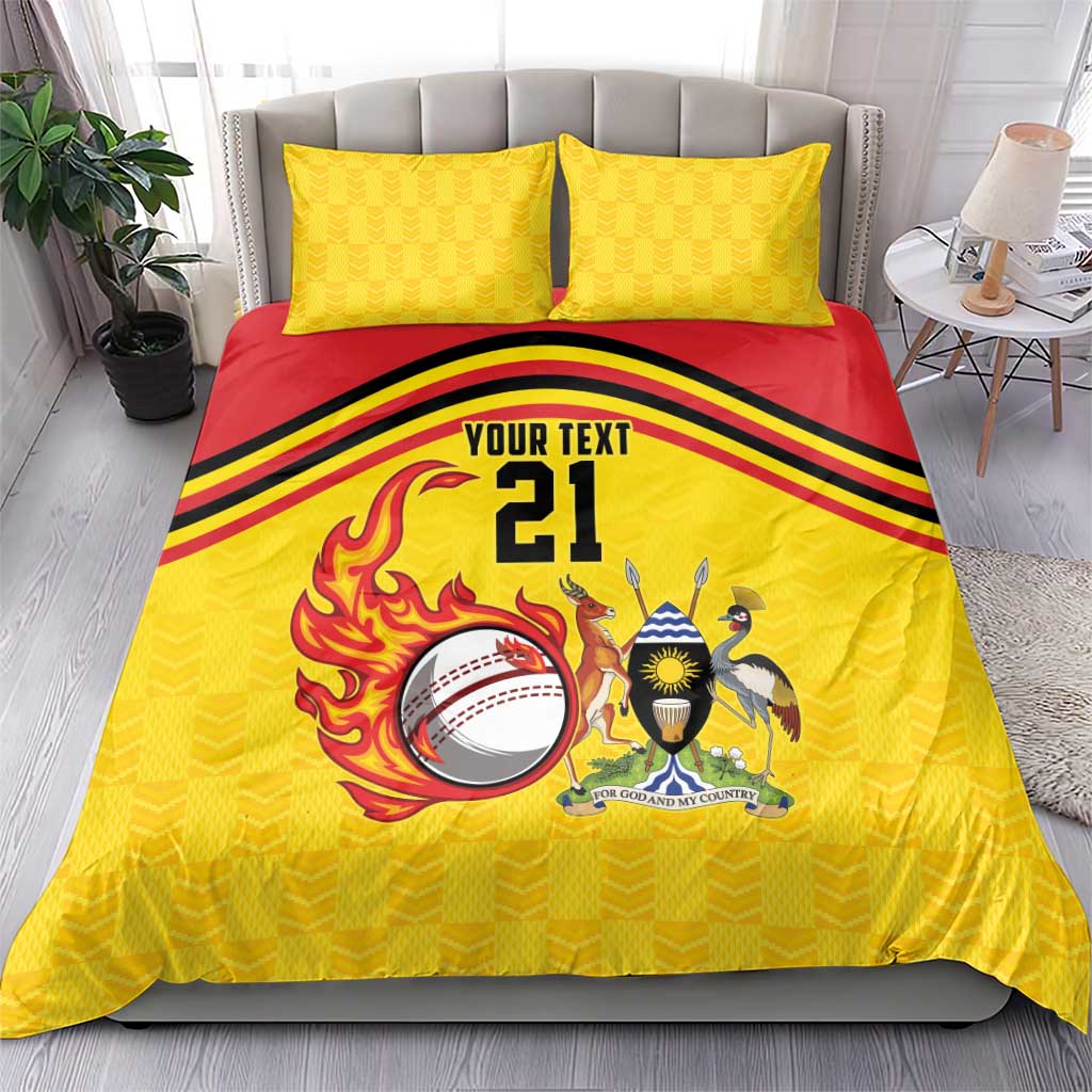 Uganda Cricket Custom Bedding Set Cranes Cricket Ball Fire - Wonder Print Shop
