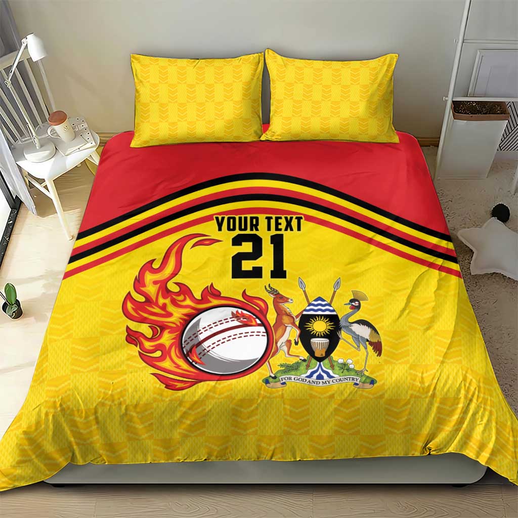 Uganda Cricket Custom Bedding Set Cranes Cricket Ball Fire - Wonder Print Shop