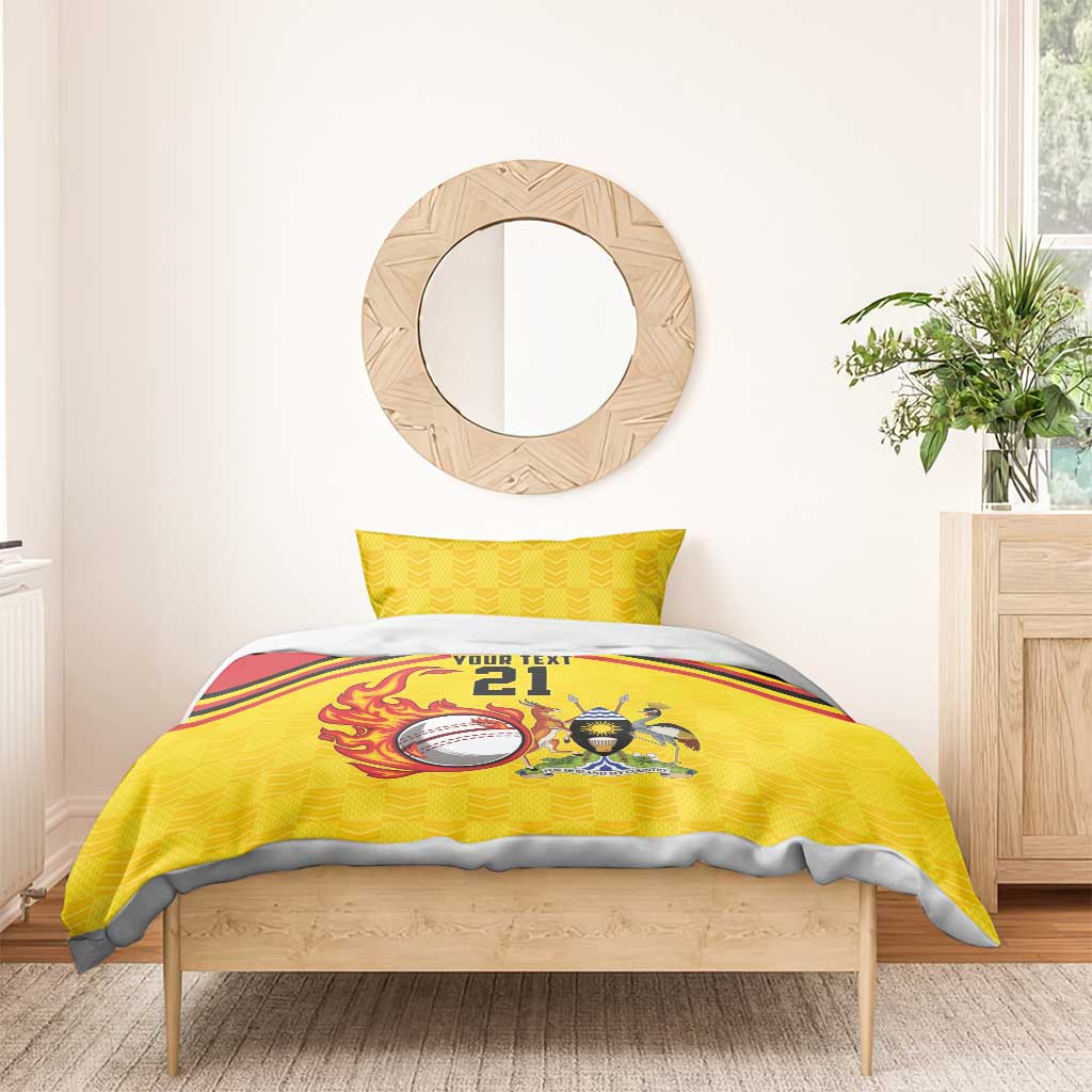 Uganda Cricket Custom Bedding Set Cranes Cricket Ball Fire - Wonder Print Shop