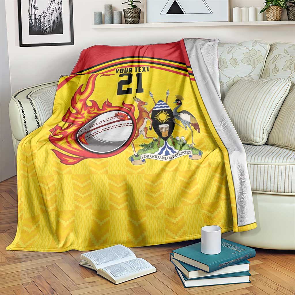 Uganda Cricket Custom Blanket Cranes Cricket Ball Fire - Wonder Print Shop