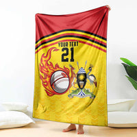 Uganda Cricket Custom Blanket Cranes Cricket Ball Fire - Wonder Print Shop