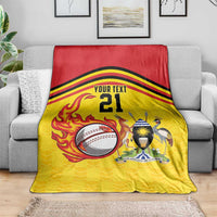 Uganda Cricket Custom Blanket Cranes Cricket Ball Fire - Wonder Print Shop