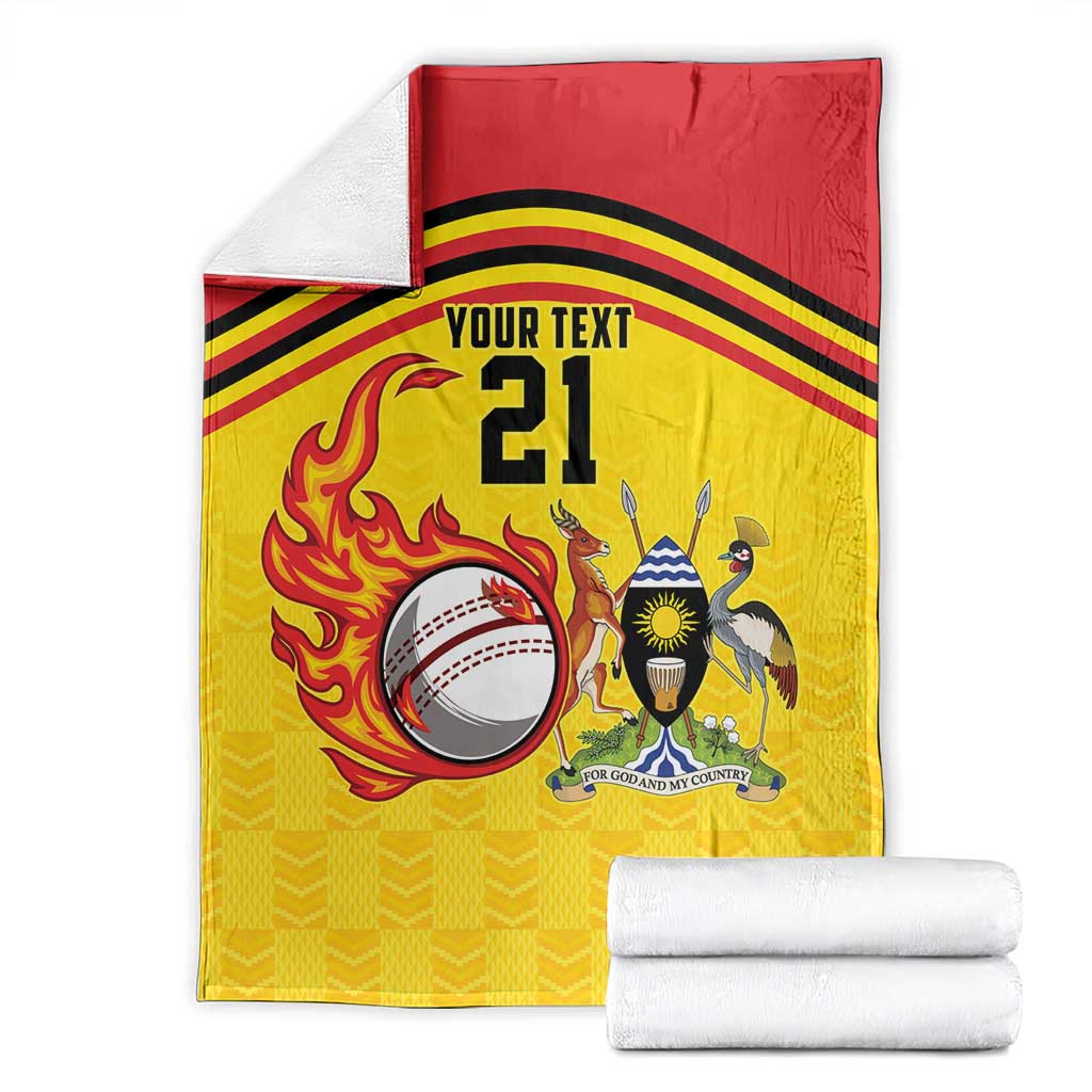 Uganda Cricket Custom Blanket Cranes Cricket Ball Fire - Wonder Print Shop