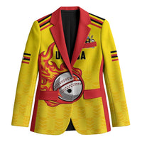Uganda Cricket Custom Blazer Cranes Cricket Ball Fire - Wonder Print Shop