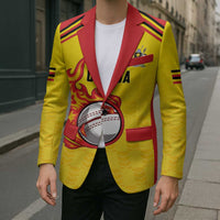 Uganda Cricket Custom Blazer Cranes Cricket Ball Fire - Wonder Print Shop