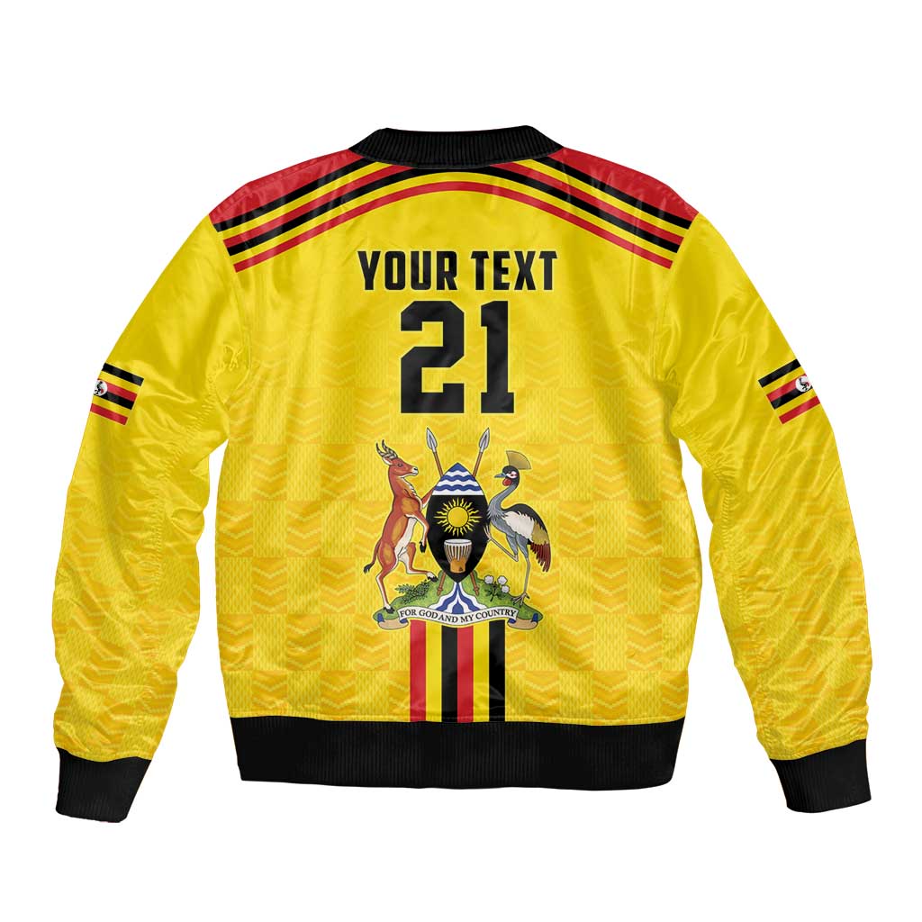 Uganda Cricket Custom Bomber Jacket Cranes Cricket Ball Fire - Wonder Print Shop