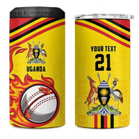 Uganda Cricket Custom 4 in 1 Can Cooler Tumbler Cranes Cricket Ball Fire - Wonder Print Shop