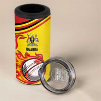 Uganda Cricket Custom 4 in 1 Can Cooler Tumbler Cranes Cricket Ball Fire - Wonder Print Shop
