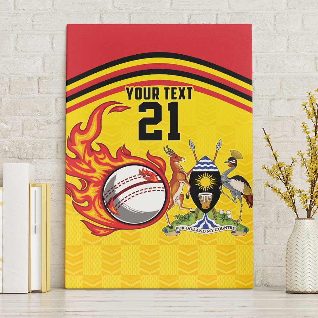 Uganda Cricket Custom Canvas Wall Art Cranes Cricket Ball Fire - Wonder Print Shop