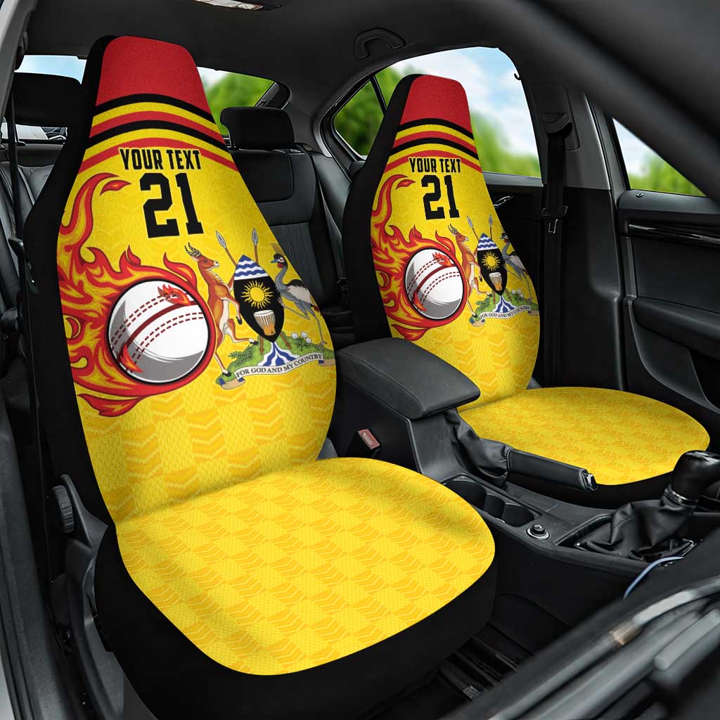 Uganda Cricket Custom Car Seat Cover Cranes Cricket Ball Fire - Wonder Print Shop