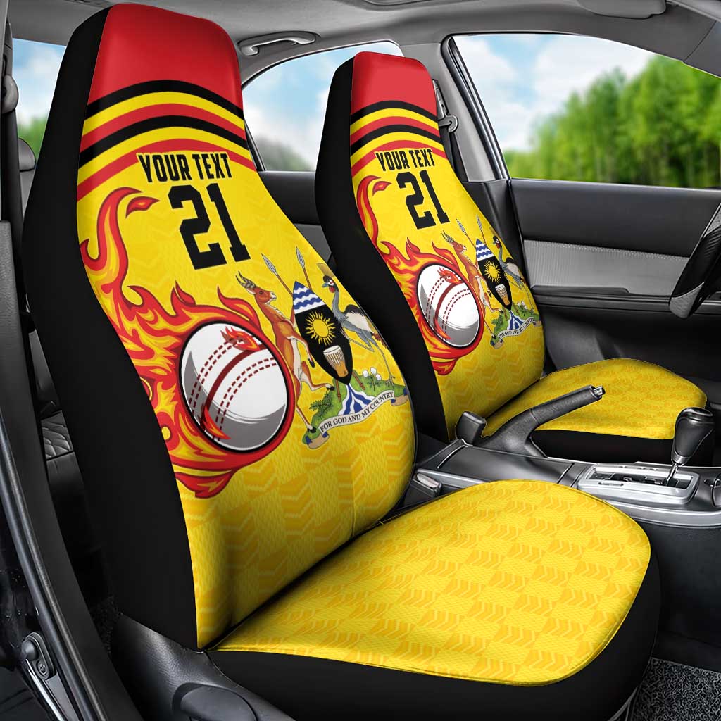 Uganda Cricket Custom Car Seat Cover Cranes Cricket Ball Fire - Wonder Print Shop
