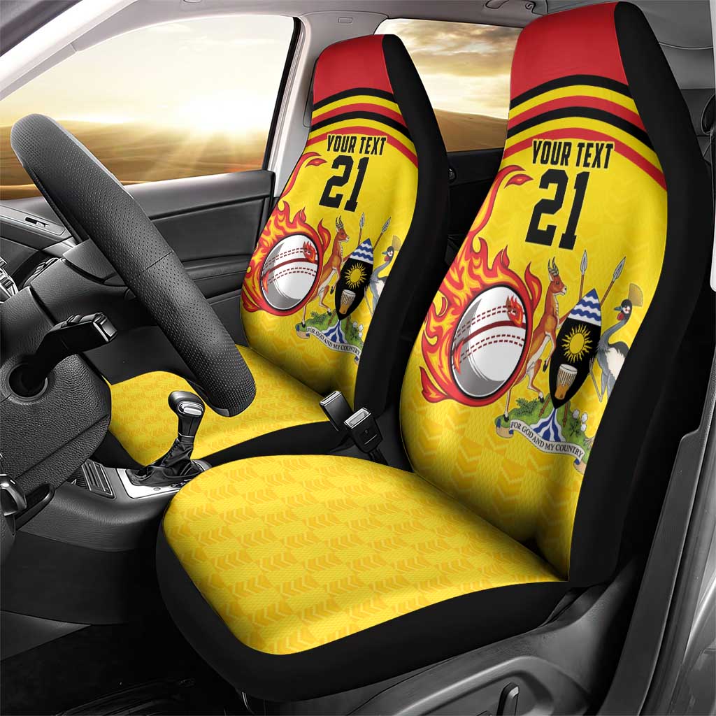 Uganda Cricket Custom Car Seat Cover Cranes Cricket Ball Fire - Wonder Print Shop