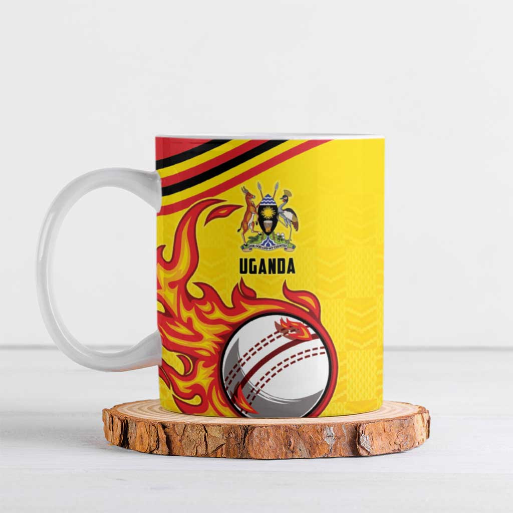 Uganda Cricket Ceramic Mug Cranes Cricket Ball Fire - Wonder Print Shop