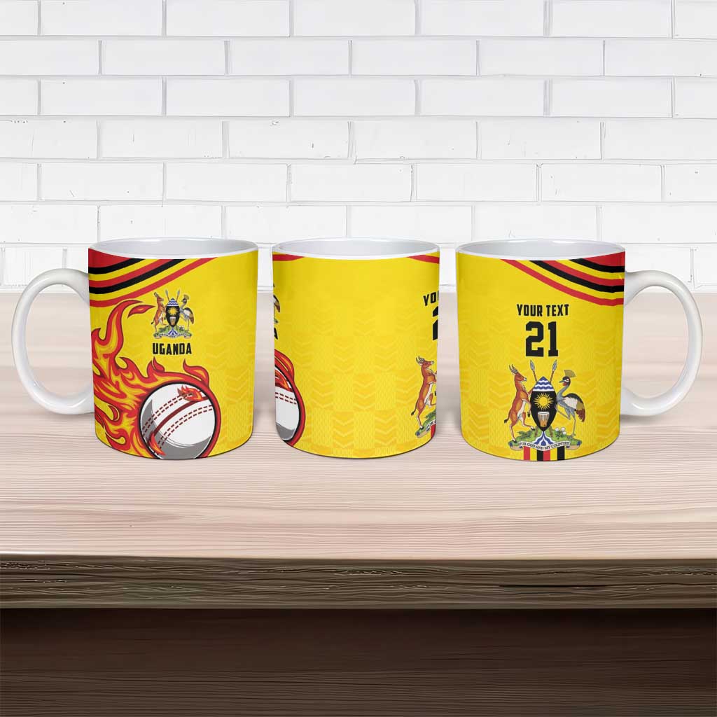 Uganda Cricket Ceramic Mug Cranes Cricket Ball Fire - Wonder Print Shop