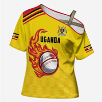 Uganda Cricket Custom Cross Shoulder Shirt Cranes Cricket Ball Fire - Wonder Print Shop
