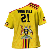 Uganda Cricket Custom Cross Shoulder Shirt Cranes Cricket Ball Fire - Wonder Print Shop