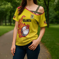 Uganda Cricket Custom Cross Shoulder Shirt Cranes Cricket Ball Fire - Wonder Print Shop