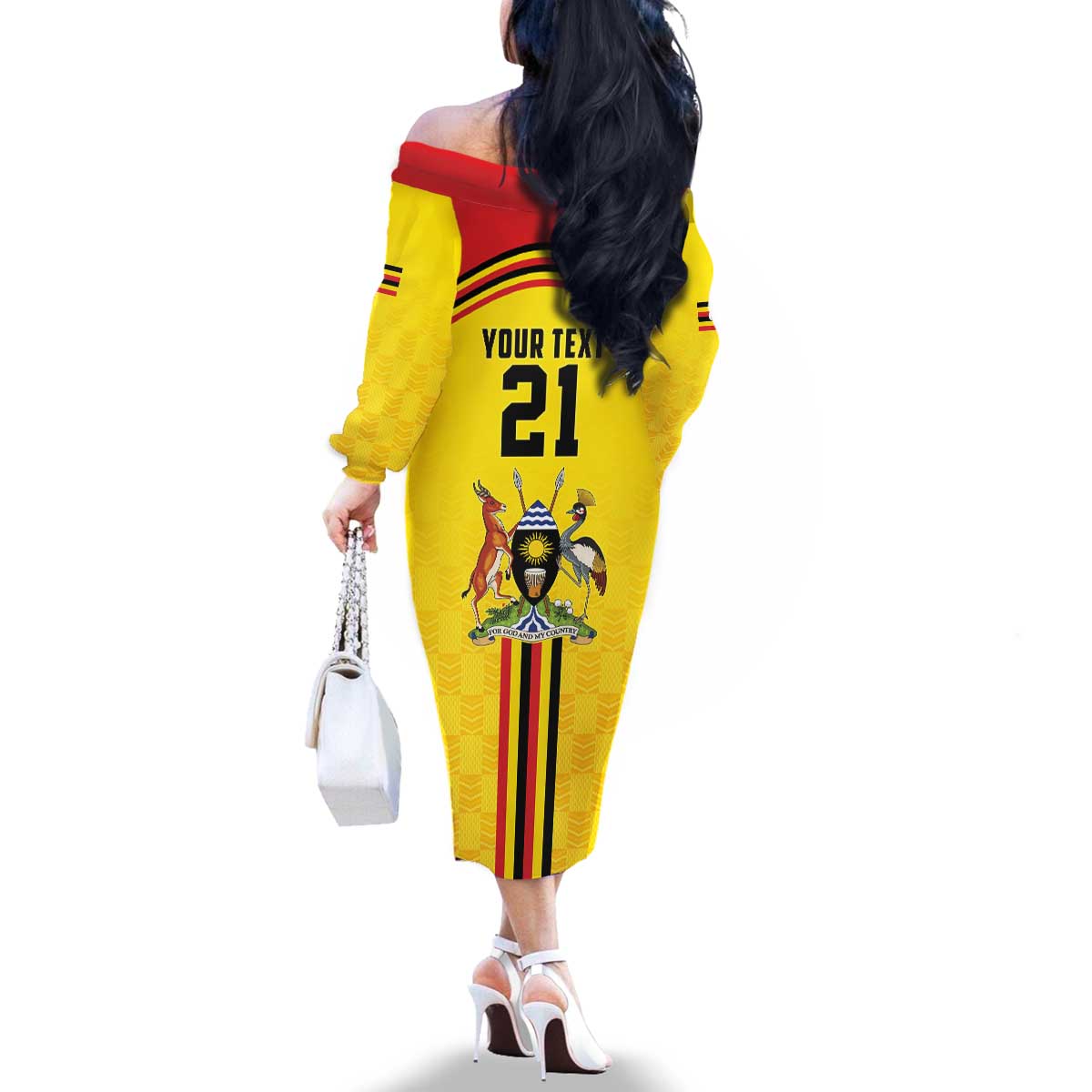 Uganda Cricket Custom Family Matching Off The Shoulder Long Sleeve Dress and Hawaiian Shirt Cranes Cricket Ball Fire - Wonder Print Shop