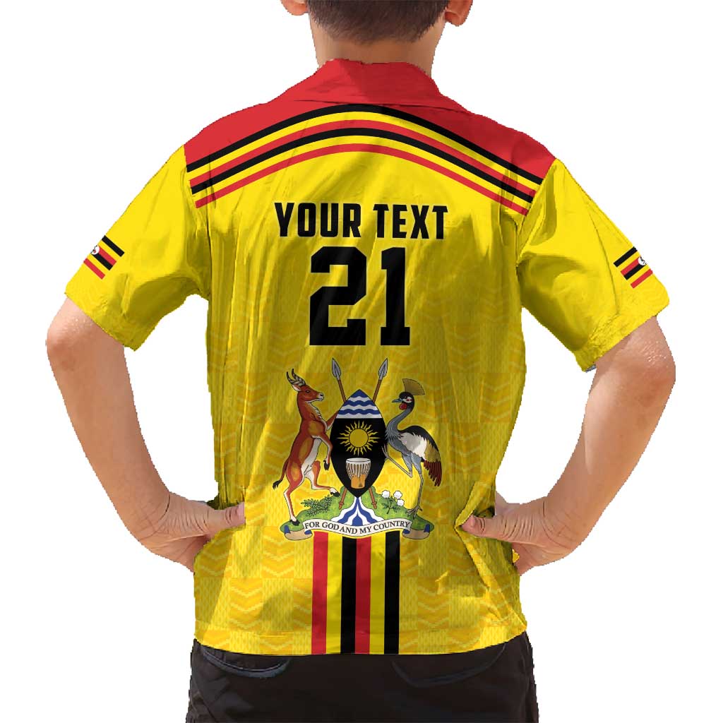 Uganda Cricket Custom Family Matching Summer Maxi Dress and Hawaiian Shirt Cranes Cricket Ball Fire - Wonder Print Shop