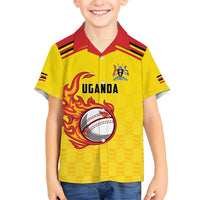 Uganda Cricket Custom Hawaiian Shirt Cranes Cricket Ball Fire - Wonder Print Shop