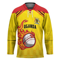 Uganda Cricket Custom Hockey Jersey Cranes Cricket Ball Fire - Wonder Print Shop