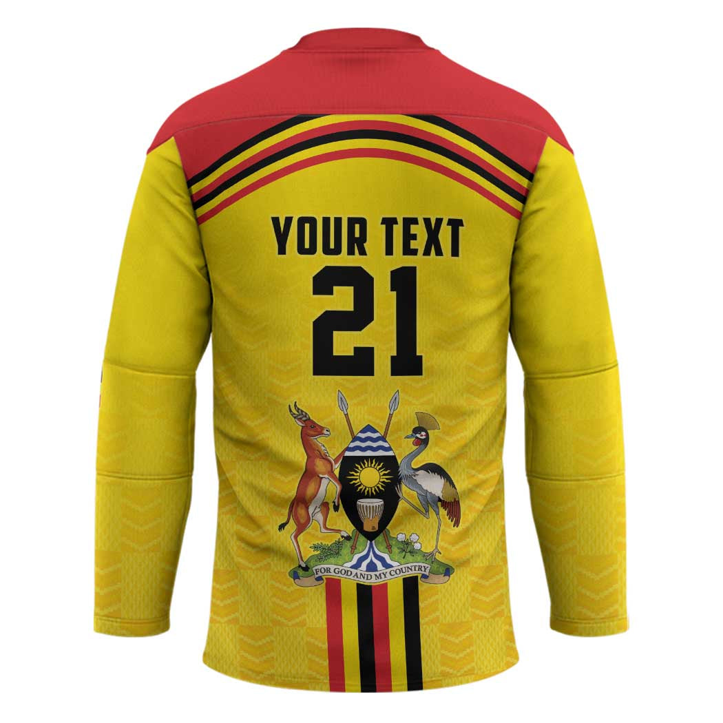 Uganda Cricket Custom Hockey Jersey Cranes Cricket Ball Fire - Wonder Print Shop
