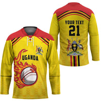 Uganda Cricket Custom Hockey Jersey Cranes Cricket Ball Fire - Wonder Print Shop