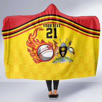 Uganda Cricket Custom Hooded Blanket Cranes Cricket Ball Fire - Wonder Print Shop