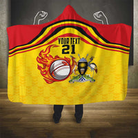 Uganda Cricket Custom Hooded Blanket Cranes Cricket Ball Fire - Wonder Print Shop