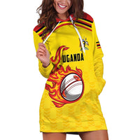 Uganda Cricket Custom Hoodie Dress Cranes Cricket Ball Fire - Wonder Print Shop