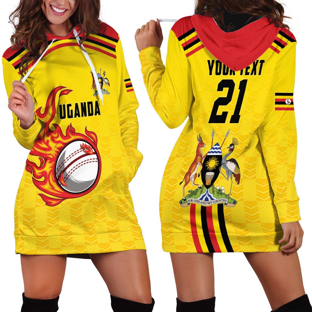 Uganda Cricket Custom Hoodie Dress Cranes Cricket Ball Fire - Wonder Print Shop