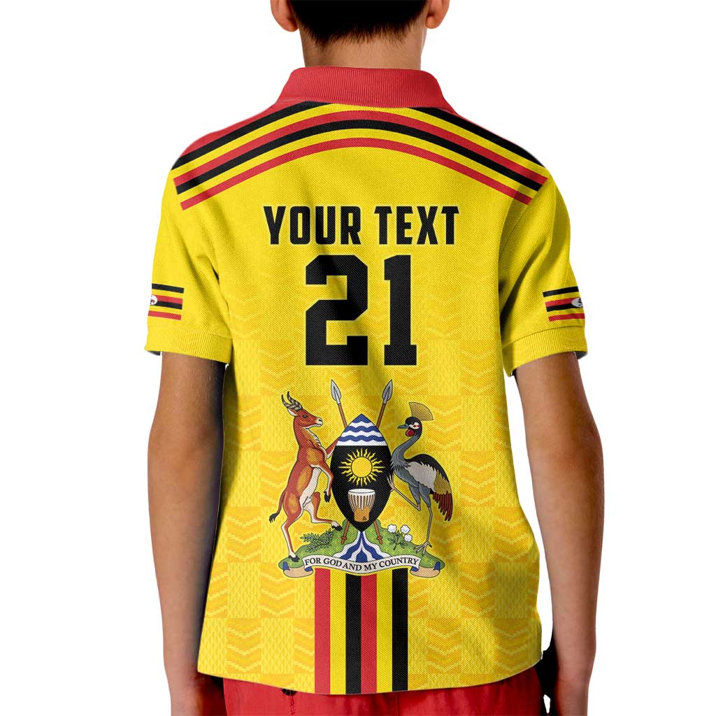 Uganda Cricket Custom Kid Polo Shirt Cranes Cricket Ball Fire - Wonder Print Shop