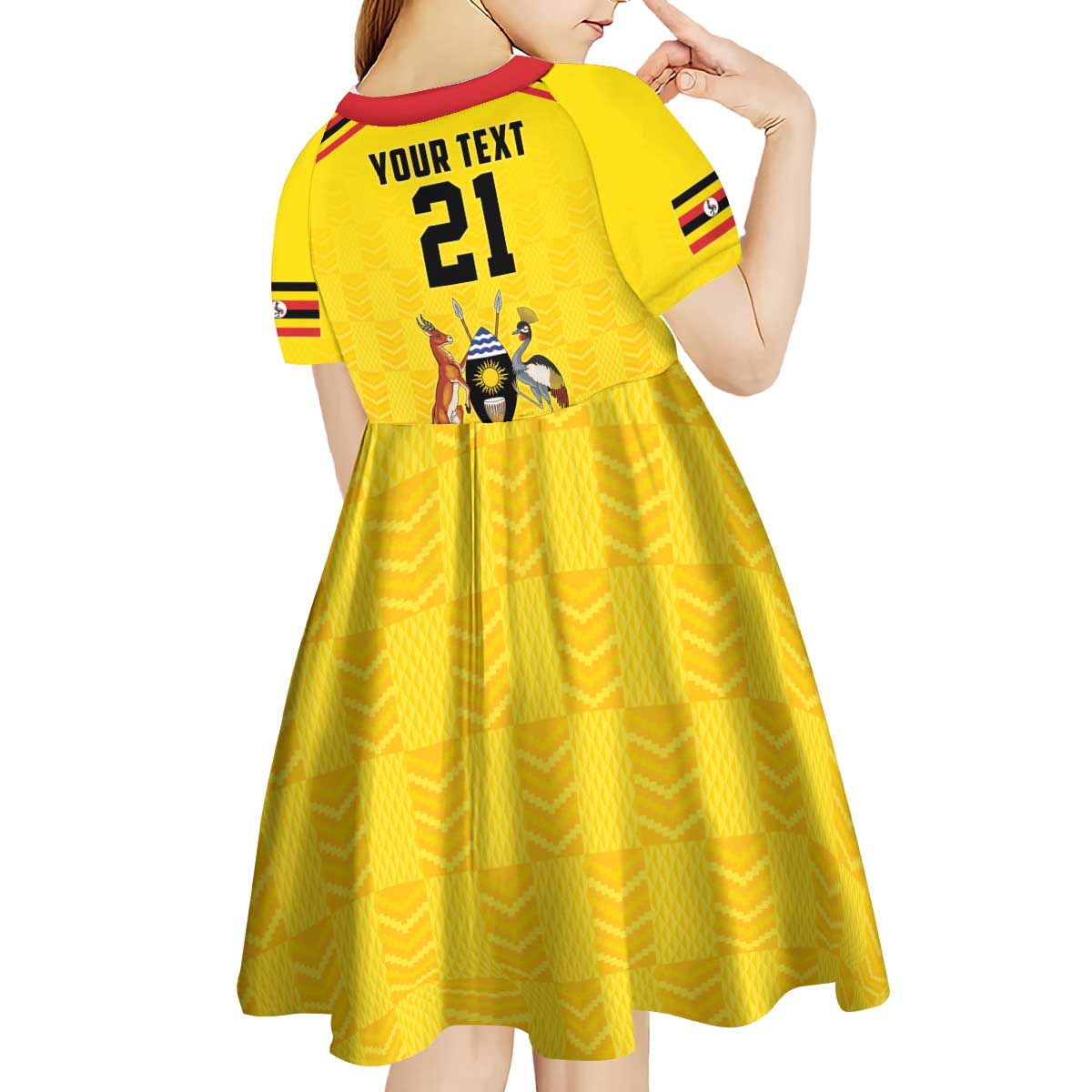 Uganda Cricket Custom Kid Short Sleeve Dress Cranes Cricket Ball Fire - Wonder Print Shop