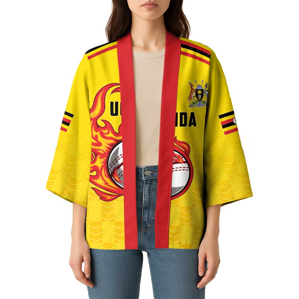 Uganda Cricket Custom Kimono Cranes Cricket Ball Fire - Wonder Print Shop