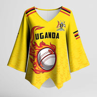 Uganda Cricket Custom Kimono Sleeve Blouse Cranes Cricket Ball Fire - Wonder Print Shop