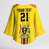 Uganda Cricket Custom Kimono Sleeve Blouse Cranes Cricket Ball Fire - Wonder Print Shop