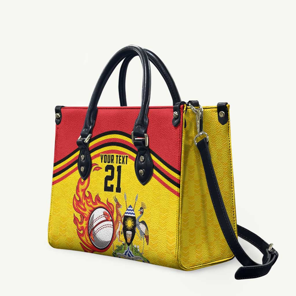 Uganda Cricket Custom Leather Bag Cranes Cricket Ball Fire - Wonder Print Shop