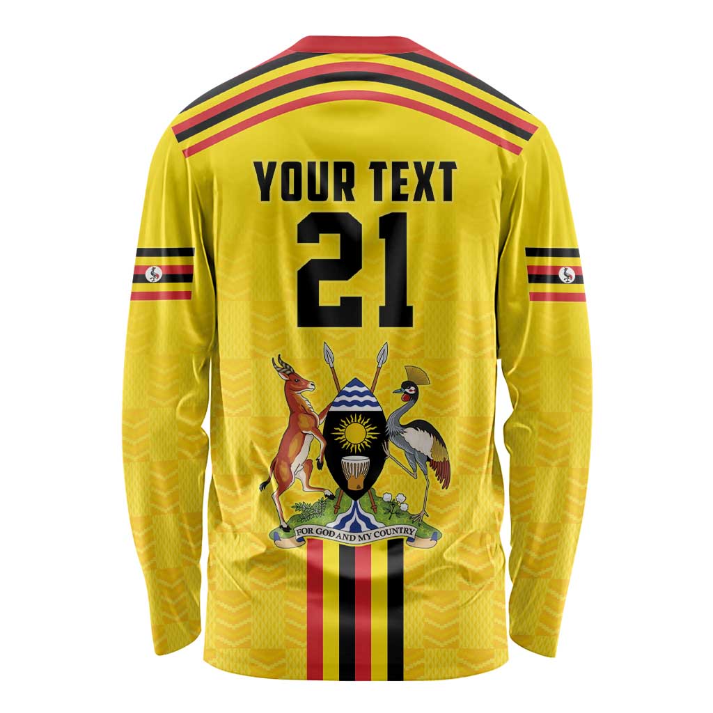 Uganda Cricket Custom Long Sleeve Shirt Cranes Cricket Ball Fire - Wonder Print Shop
