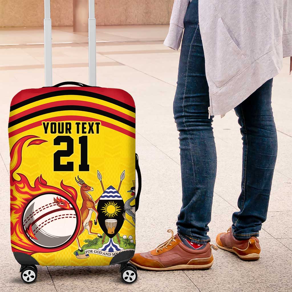 Uganda Cricket Custom Luggage Cover Cranes Cricket Ball Fire - Wonder Print Shop
