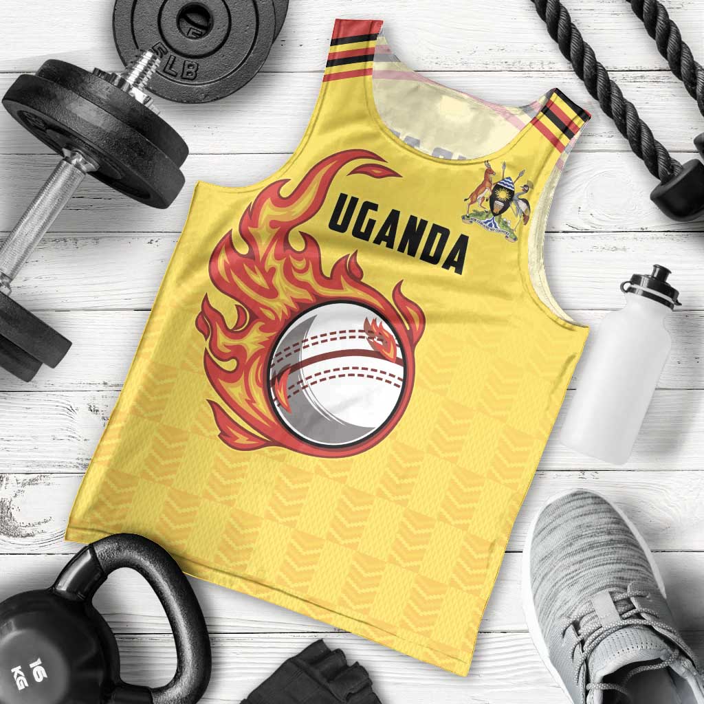 Uganda Cricket Custom Men Tank Top Cranes Cricket Ball Fire - Wonder Print Shop