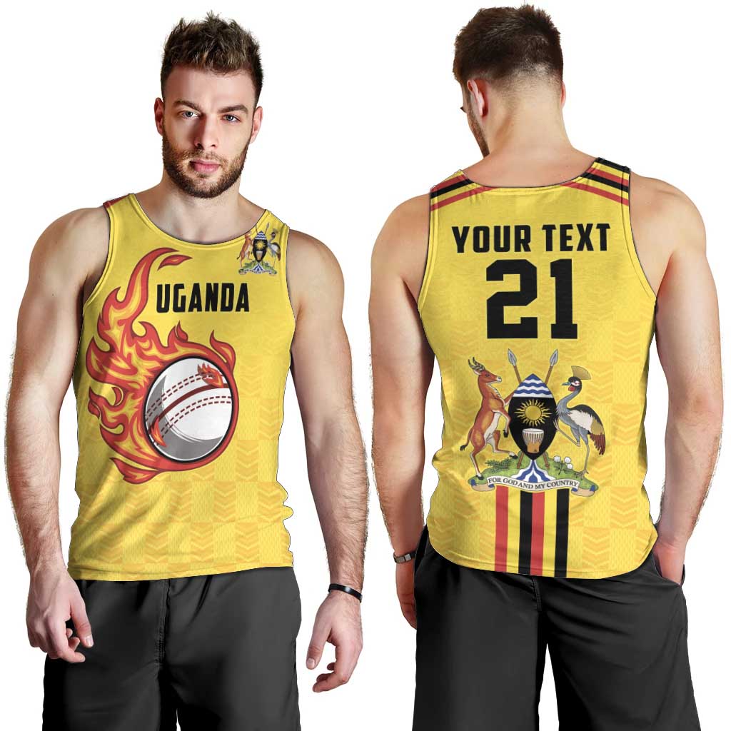 Uganda Cricket Custom Men Tank Top Cranes Cricket Ball Fire - Wonder Print Shop