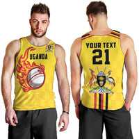 Uganda Cricket Custom Men Tank Top Cranes Cricket Ball Fire - Wonder Print Shop