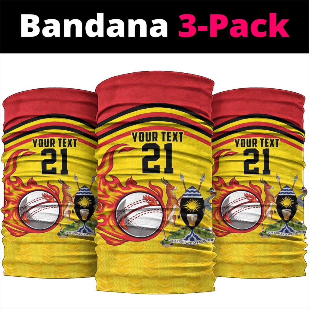 Uganda Cricket Custom Neck Gaiter Cranes Cricket Ball Fire - Wonder Print Shop